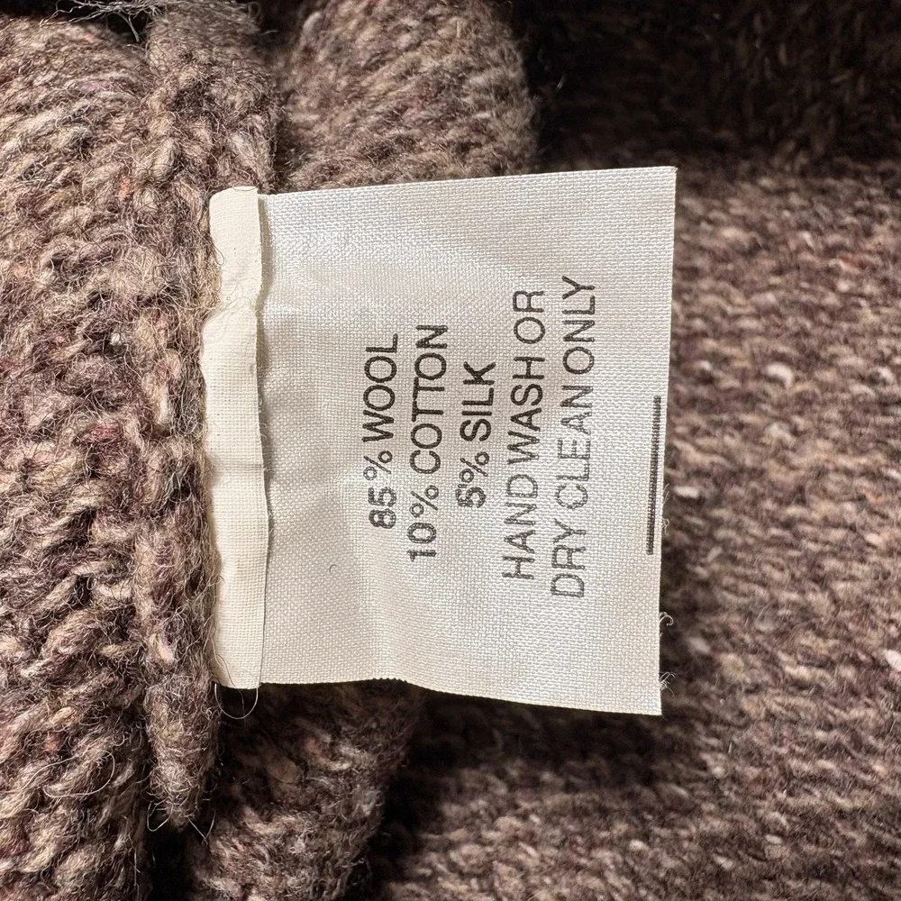 Blarney Woollen Mills Fisherman Donegal Fleck Wool Silk Crewneck Sweater M Brown - Picture 5 of 9